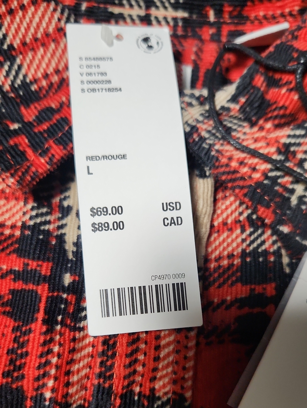 Urban Outfitters Red Black Cream Plaid Button-Down Shirt - Picture 5 of 5